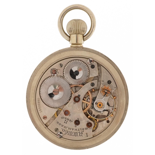 3929 - Waltham, British military issue gentlemen's open face pocket watch, the case engraved H.S.3, 50.8mm ... 