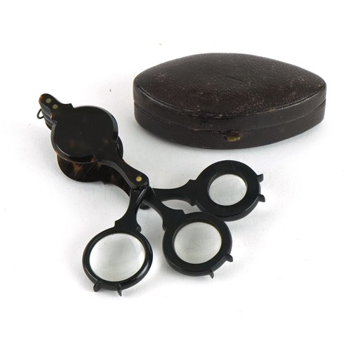 76 - Boxed tortoiseshell jeweller's magnifying glass in silk lined case for Stanley G T Tunstell & Holbur... 