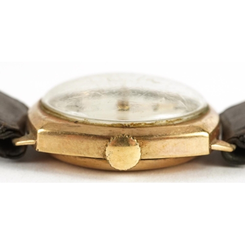 3849 - Cyma, gentlemen's 9ct gold manual wristwatch with subsidiary dial, the case 27.2mm wide