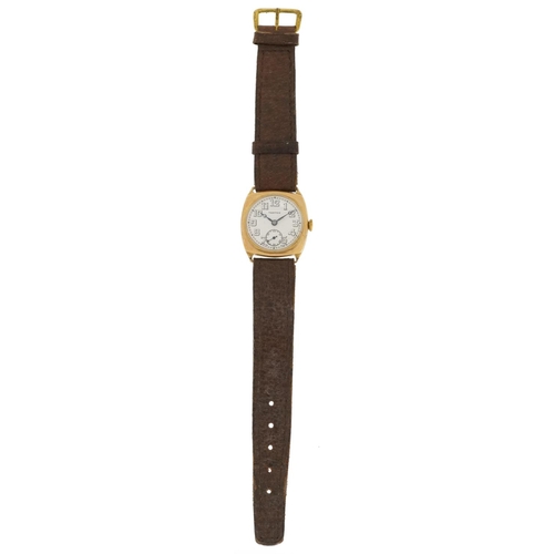 3848 - Vertex, gentlemen's 9ct gold manual wristwatch with military type dial, the case 28.2mm wide