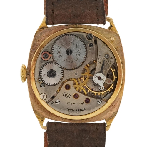 3848 - Vertex, gentlemen's 9ct gold manual wristwatch with military type dial, the case 28.2mm wide