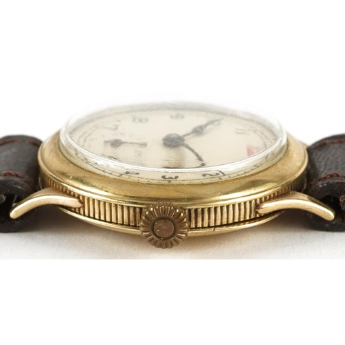 3846 - Arcadia, gentlemen's 9ct gold manual wristwatch with subsidiary dial, 29mm in diameter