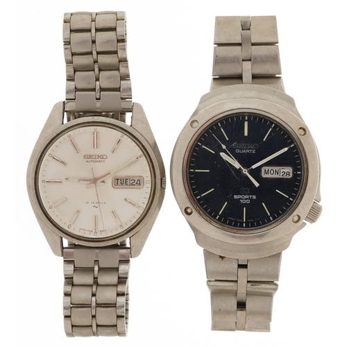 Seiko, two vintage gentlemen's Seiko wristwatches with day/date ...