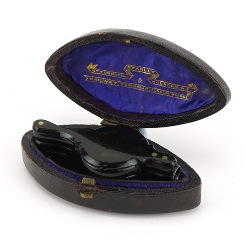 76 - Boxed tortoiseshell jeweller's magnifying glass in silk lined case for Stanley G T Tunstell & Holbur... 