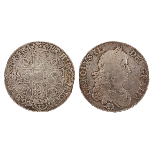 Charles II 1666 silver crown with Elephant & Castle elephant below bust