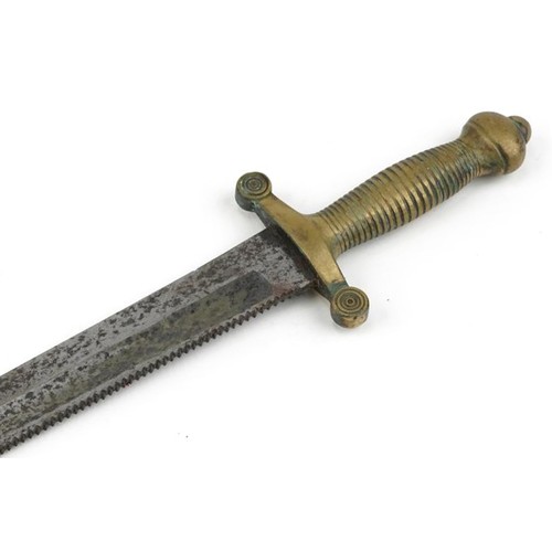 2497 - 19th century Crimean War engineer's Tesak hanger sword, impressed 1837 to the hilt, 59cm in length