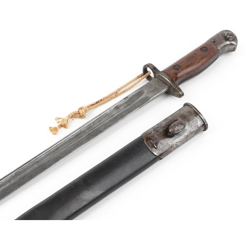 2499 - British military 1907 Wilkinson pattern bayonet with scabbard, 58cm in length