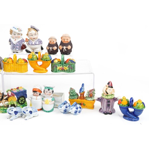 Predominantly porcelain salts and cruet sets including Homepride, camel