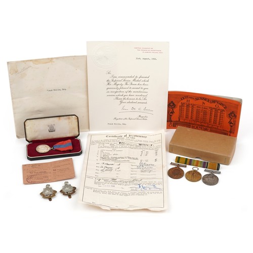 2377 - British military World War I and later four medal group relating to Frank Willis including World War... 