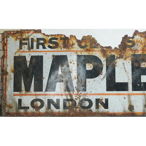 82 - Large vintage Maple & Co Furniture advertising enamel sign, 305cm x 102cm