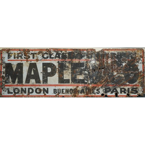 83 - Large vintage Maple & Co Furniture advertising enamel sign, 305cm x 102cm