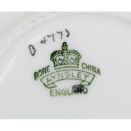 633 - Aynsley teaware hand painted with roses including four trios, pattern no B4773, the largest 22cm in ... 