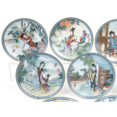 656 - Set of twelve Imperial Jingdezhen Chinese hand painted porcelain collector's plates with certificate... 