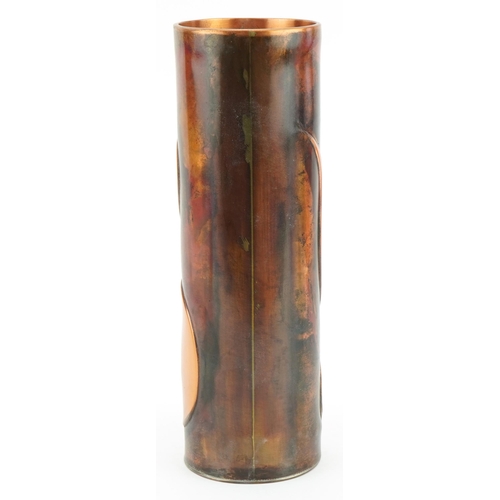 105 - Sam Fanaroff, Arts & Crafts style cylindrical vase decorated in low relief with stylised motifs, imp... 