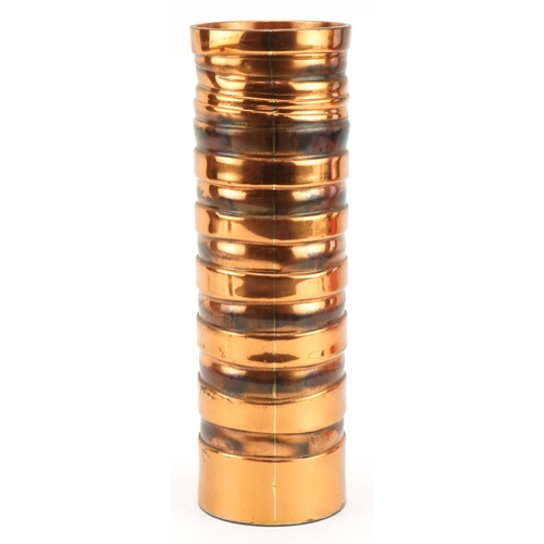 106 - Sam Fanaroff, Arts & Crafts style cylindrical vase impressed S F to the base, 25.5cm high