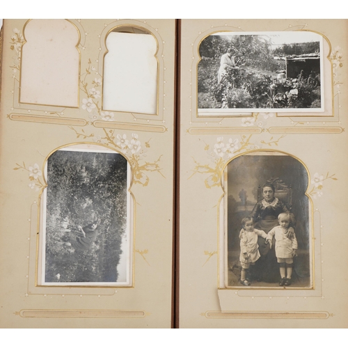 810 - Victorian and later postcards and cabinet cards arranged in an album including soldiers in military ... 