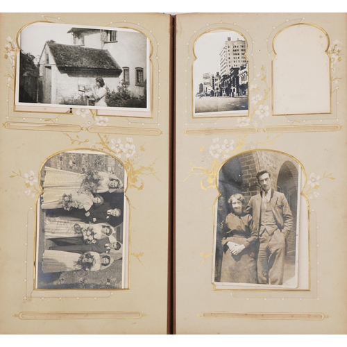 810 - Victorian and later postcards and cabinet cards arranged in an album including soldiers in military ... 