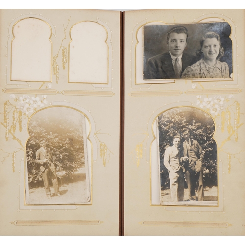810 - Victorian and later postcards and cabinet cards arranged in an album including soldiers in military ... 
