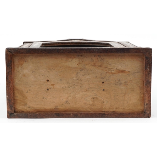 506 - Chinese hardwood clock case with mother of pearl inlay, 48.5cm H x 32.5cm W x 15cm D