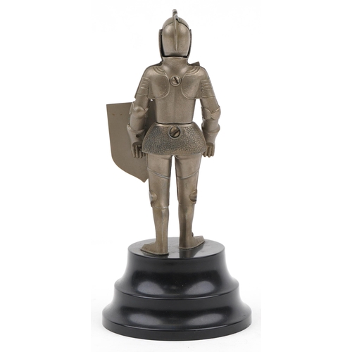 352 - Vintage novelty musical table lighter in the form of a knight, 21cm high