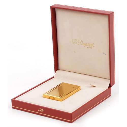 354 - S T Dupont gold plated pocket lighter housed in a fitted case, serial number 11LHZ9B