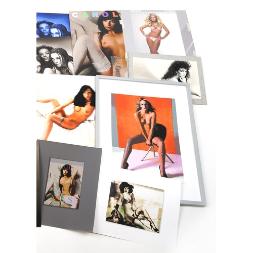 870 - Collection of erotic photographs and contemporary prints including The Spice Girls and David Soul ta... 