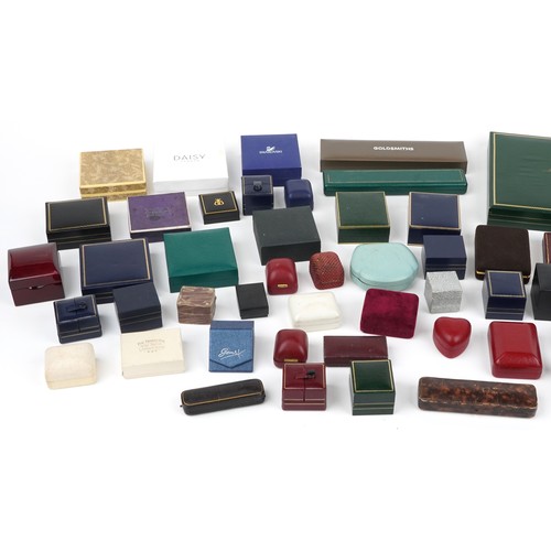 3821 - Antique and later jeweller's jewellery boxes including Arthur Rayner, Brooks & Bentley and R S Harri... 