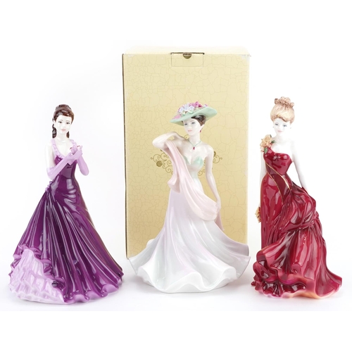 634 - Three Coalport figurines, one with box, comprising Ladies of Fashion Felicity, Ladies of Fashion Sum... 