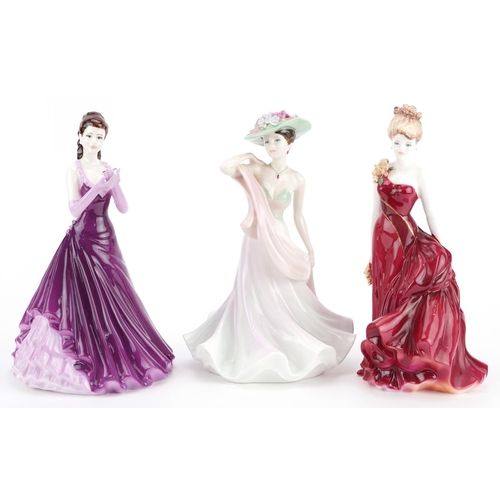634 - Three Coalport figurines, one with box, comprising Ladies of Fashion Felicity, Ladies of Fashion Sum... 