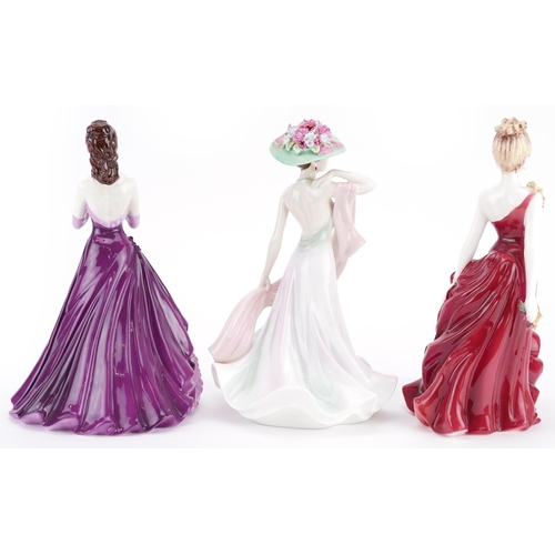 634 - Three Coalport figurines, one with box, comprising Ladies of Fashion Felicity, Ladies of Fashion Sum... 