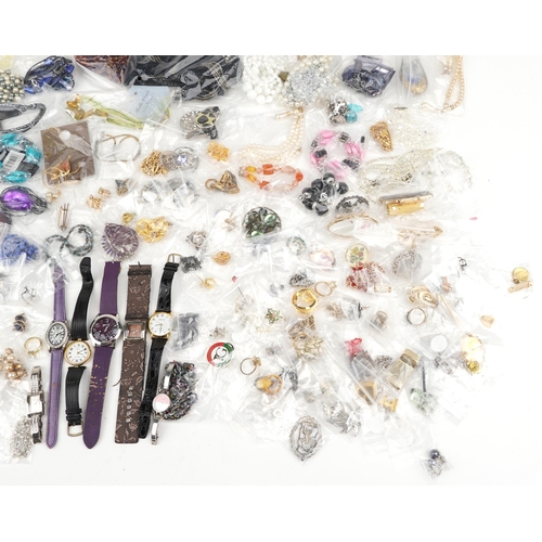 3820 - Large collection of costume jewellery and wristwatches including necklaces, earrings and rings