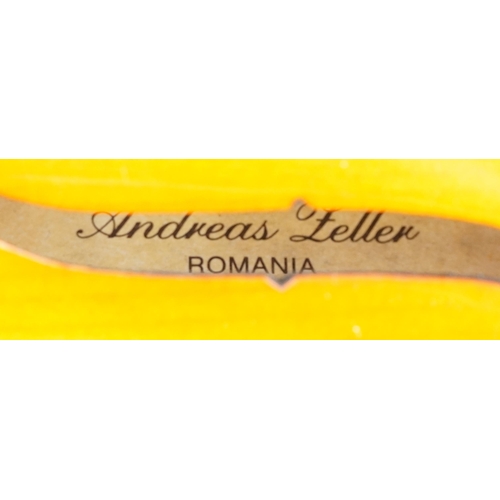 610 - Andreas Zeller for Stentor Music Co, wooden violin with bow and fitted case, the violin back 15.5 in... 