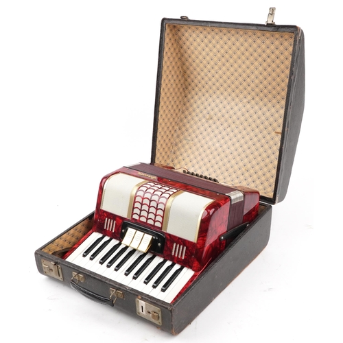 611 - Galotta, Italian piano accordion with case, 34cm wide