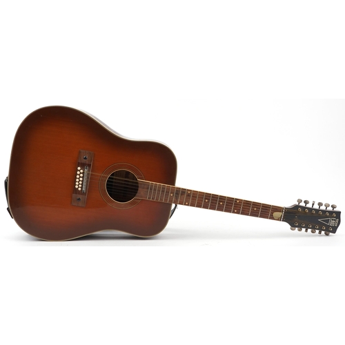 623 - E-Ros, twelve string guitar model 612 Nevada, serial number 02253, 109cm in length