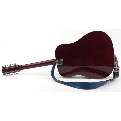 623 - E-Ros, twelve string guitar model 612 Nevada, serial number 02253, 109cm in length
