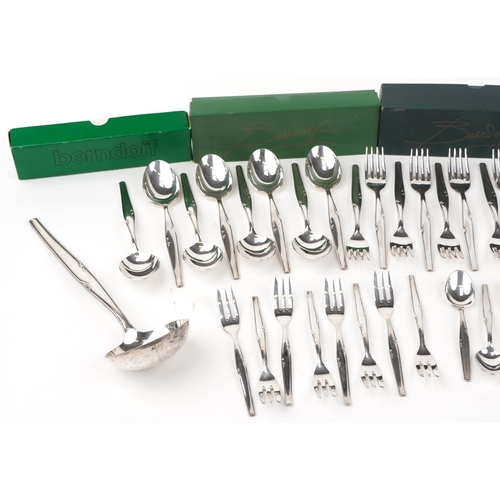 589 - Berndorf, German Art Nouveau style silver plated cutlery including with box comprising knives, forks... 