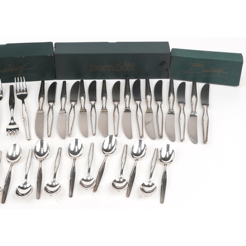 589 - Berndorf, German Art Nouveau style silver plated cutlery including with box comprising knives, forks... 
