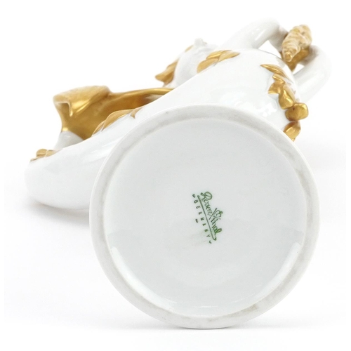 625 - Bjorn Wiinblad for Rosenthal, German partially gilt porcelain figural candlestick, 34cm high