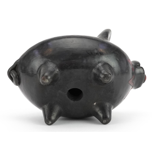 436 - South American black ware pottery pig, 17cm in length