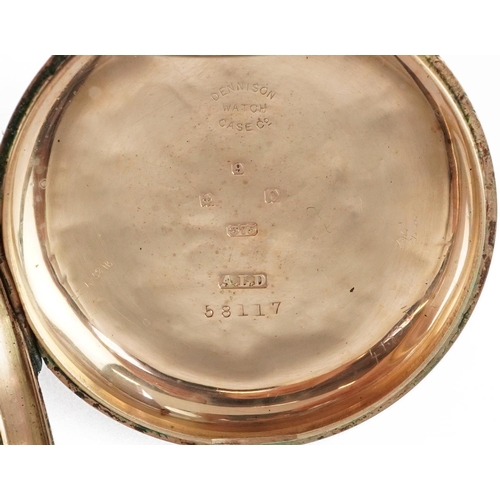 3219 - Gentlemen's 9ct gold cased open face pocket watch with enamelled dial, 48.0mm in diameter, total wei... 