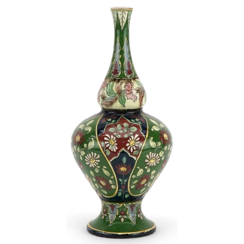 297 - Royal Bonn Old Dutch double gourd vase hand painted with flowers, 28cm high