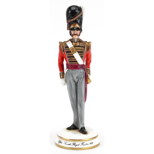 1264 - Michael Sutty military interest porcelain soldier entitled Officer Seventh Royal Fusiliers 1825, lim... 