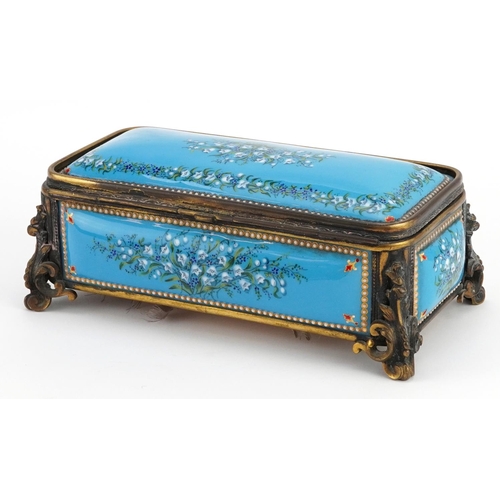 89 - 19th century French Tahan R De La Paix enamel casket with ormolu mounts finely hand painted with flo... 