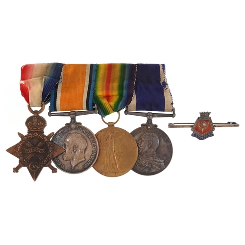 1237 - British military World War I naval four medal group with HMS Collingwood tally and silver and enamel... 