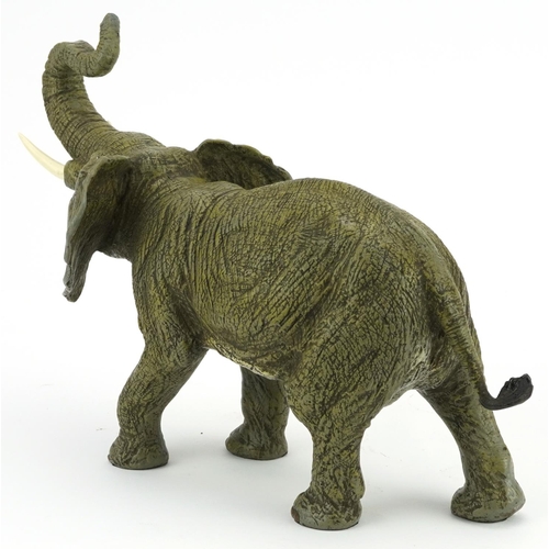 280 - Large cold painted bronze elephant in the style of Franz Xaver Bergmann, 32cm in length