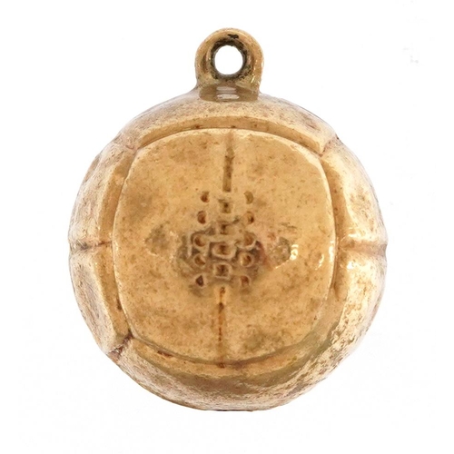 3187 - 9ct gold football charm, 1.7cm high, 1.0g