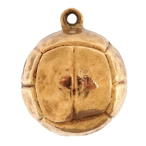 3187 - 9ct gold football charm, 1.7cm high, 1.0g