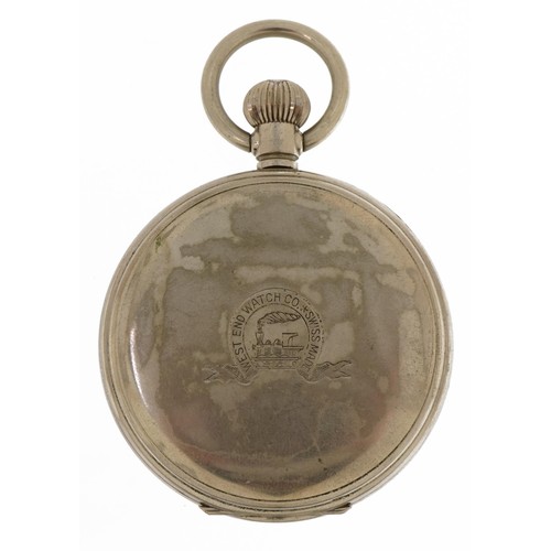 3826 - West End Watch Co, gentlemen's West End Watch Co Pioneer open face pocket watch with enamelled dial,... 