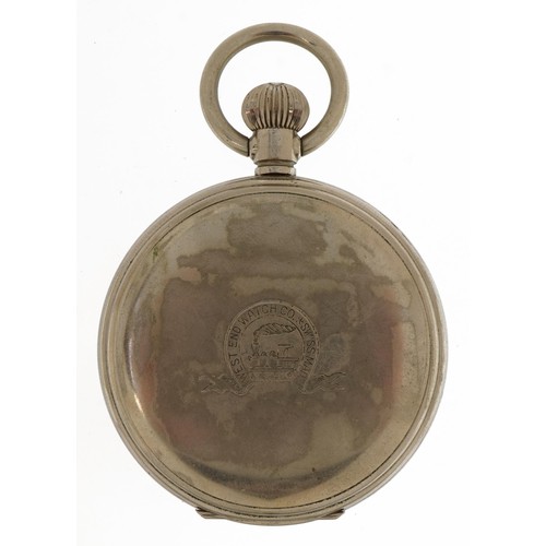 3826 - West End Watch Co, gentlemen's West End Watch Co Pioneer open face pocket watch with enamelled dial,... 