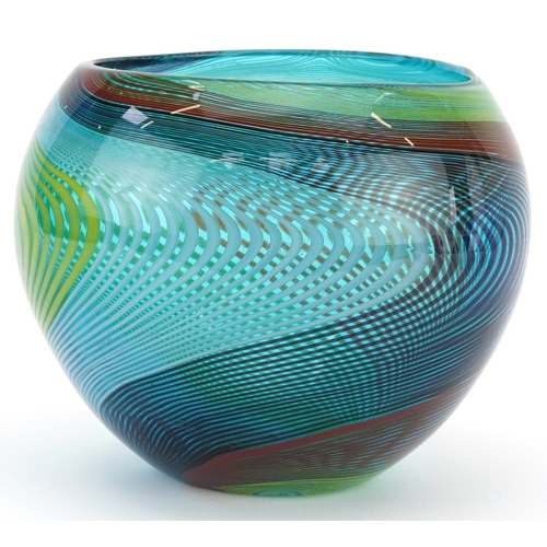 34 - Murano four colour glass vase with combed decoration, 18.5cm high